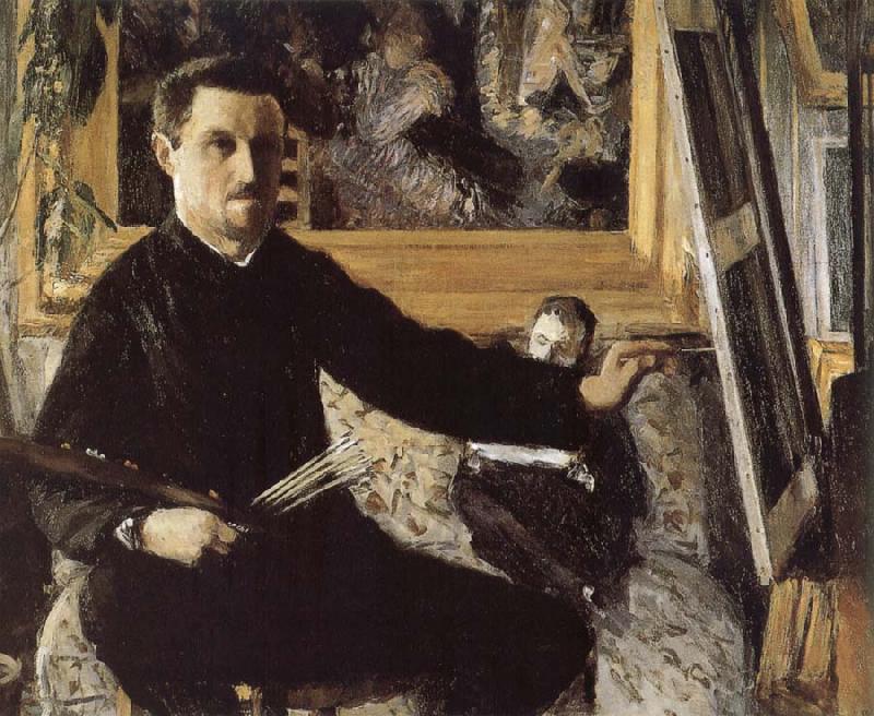 Gustave Caillebotte The self-portrait in front of easel China oil painting art